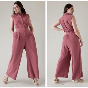 ATHLETA Brooklyn Heights Wide Leg Jumpsuit Berry Rose Pink Size 4